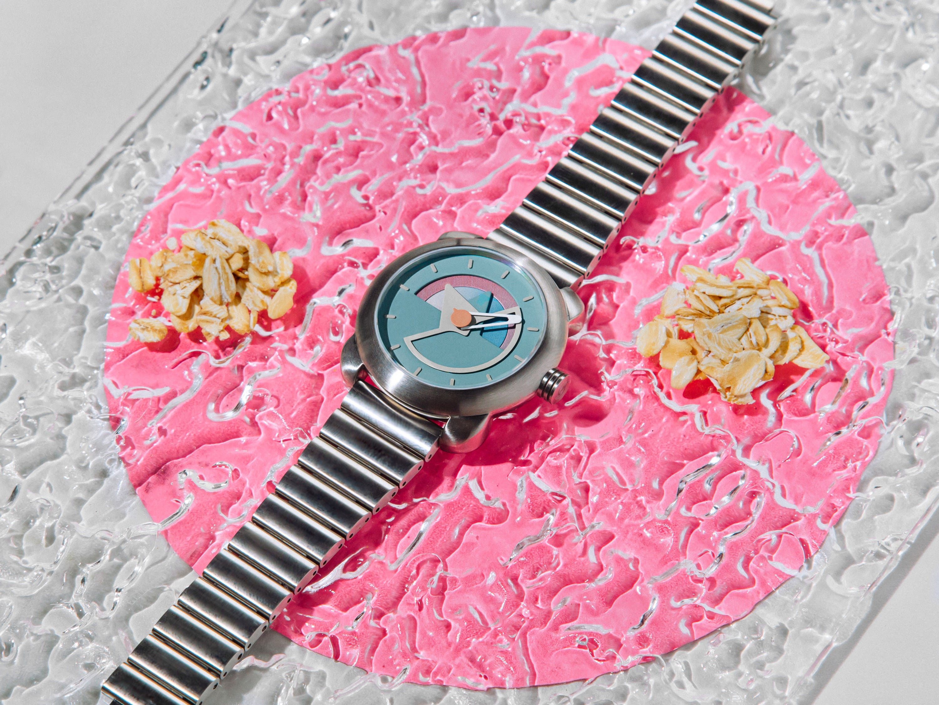 Iced Oatmeal Sō So Labs Watch Layer 2 Two Automatic Sellita 220-1 SW220-1 Funky Chicago Open Caseback Brushed Stainless Steel Wristwatch Timepiece